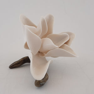 Bronze branch - White porcelain magnolia (S)